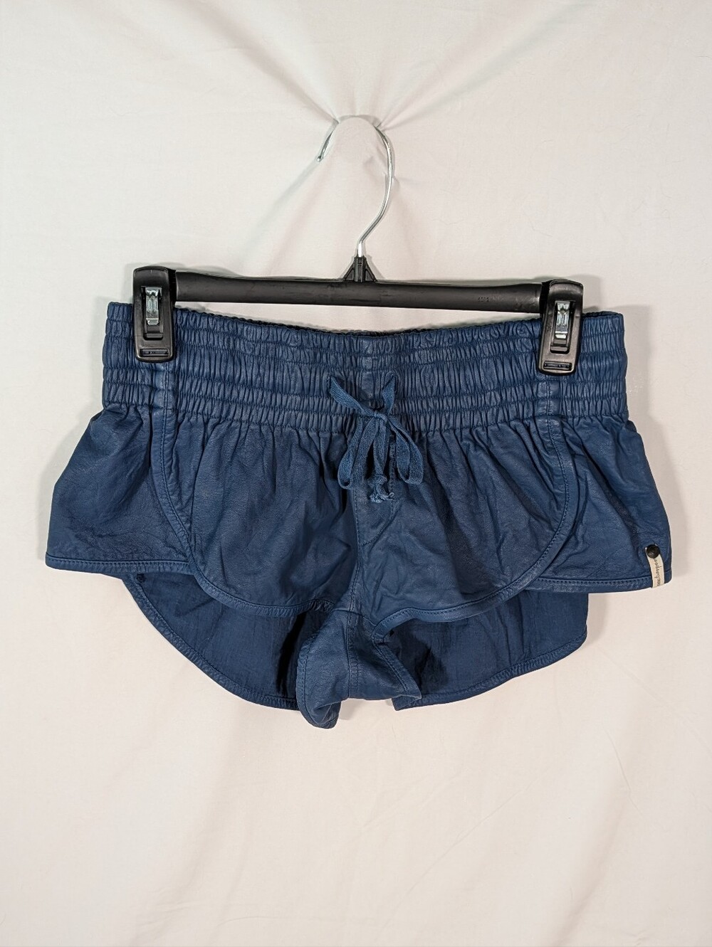 One Teaspoon Navy Ruffle Hem Athletic Shorts